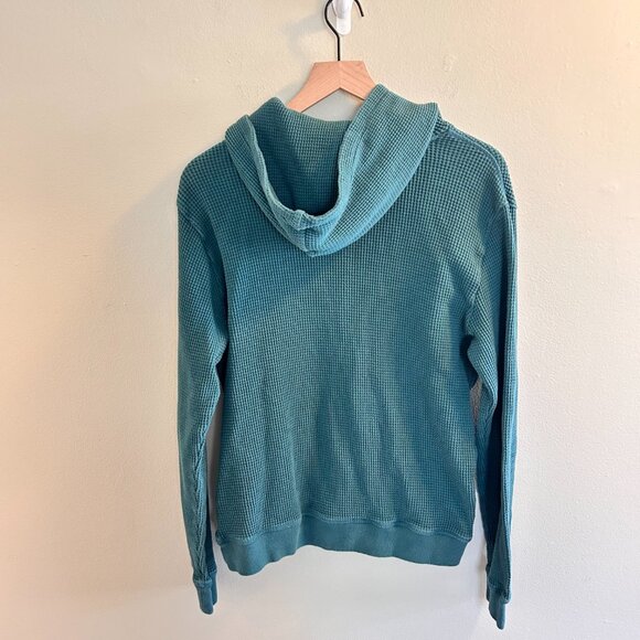 Gap Waffle Knit Hoodie Mens Size Medium Dark Green Pullover Sweatshirt Cotton - Picture 7 of 10
